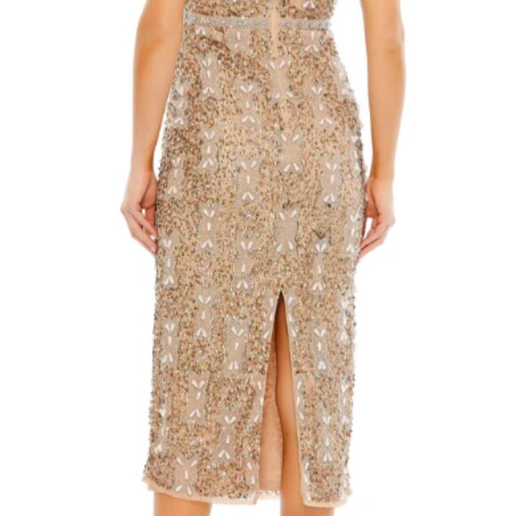 MAC DUGGAL 93764 EMBELLISHED HIGH NECK SLEEVELESS A-LINE VINTAGE COPPER DRESS 4 - Picture 6 of 6